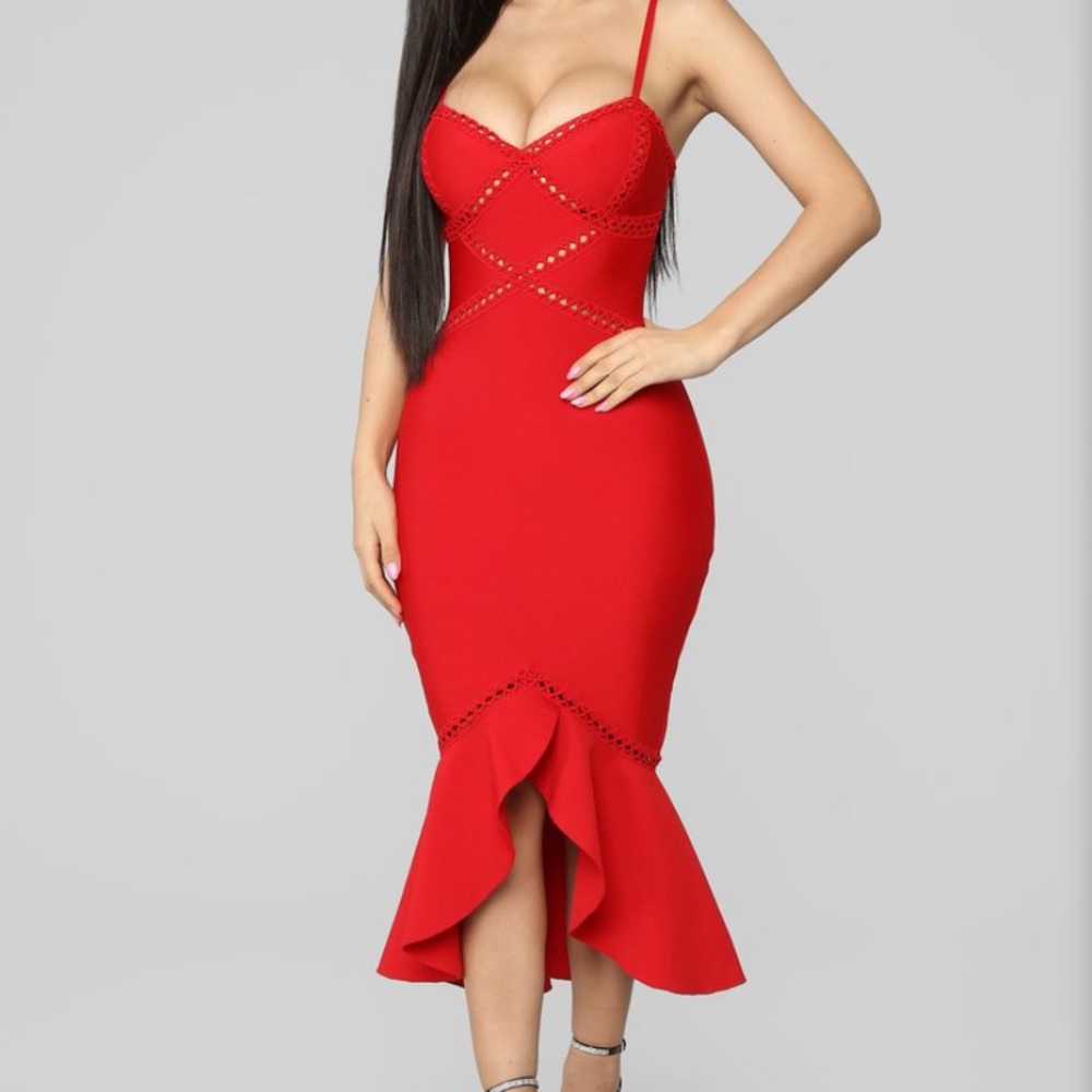 Fashion nova red new whit tag dress